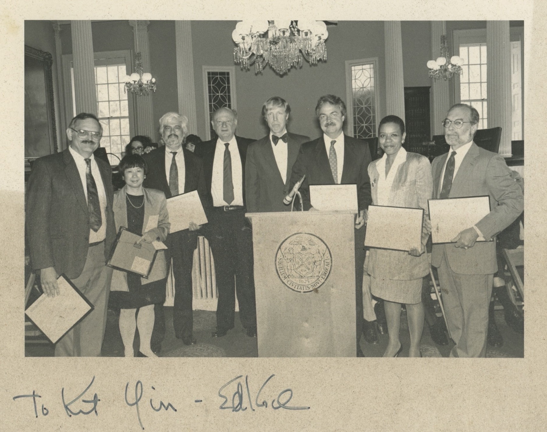 Award presented by Mayor Koch